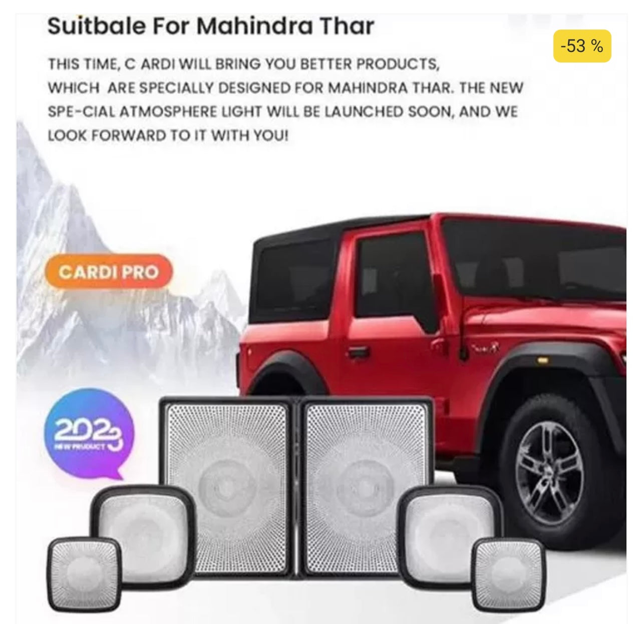 CARDI Speaker Ambient LED Light For Mahindra Thar 2020 Onwards