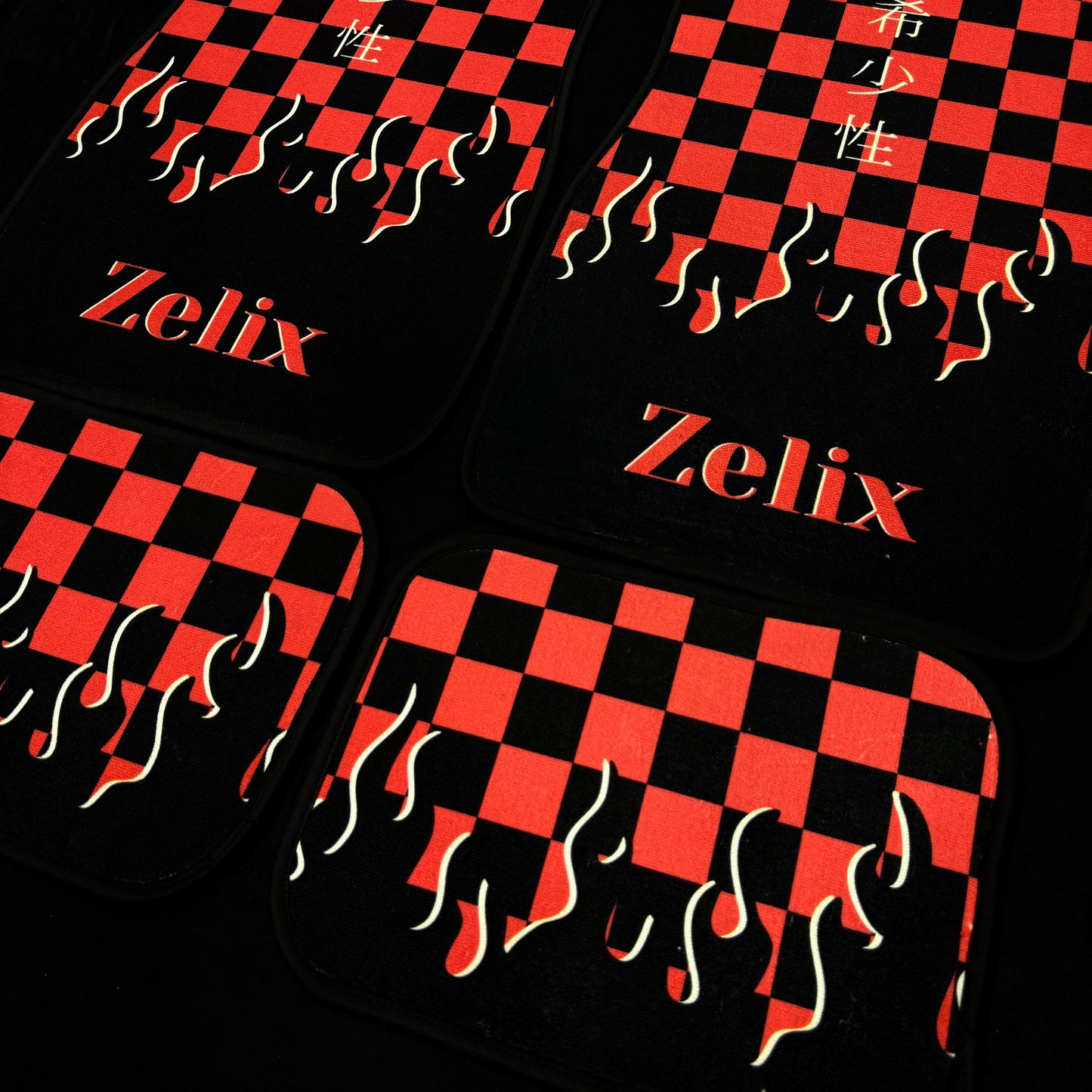 Red JDM Checkered Car Mats | Universal