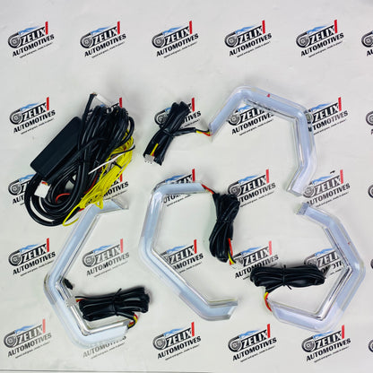 Color changing RGB LED halo rings for car headlights