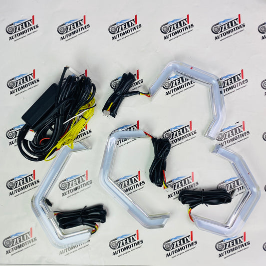 Color changing RGB LED halo rings for car headlights