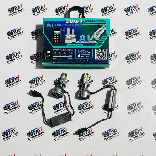 Zimmer Ai Smart LED Headlights with App Control | Dual Colour Modes and Multi-Plug Fitment