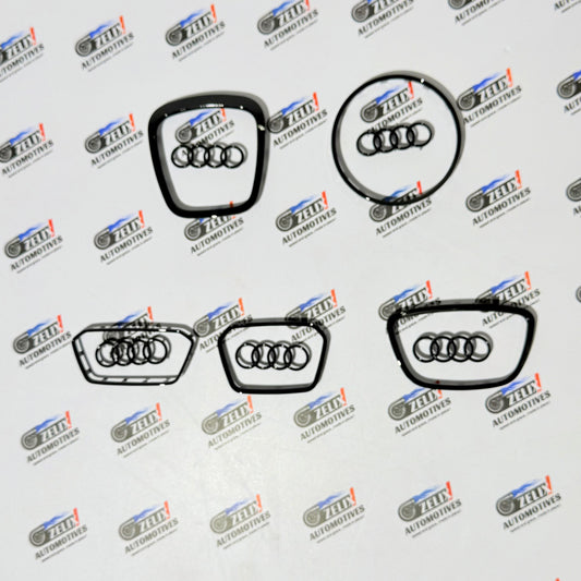 Audi Steering Wheel Trims Glossy Black Finish | Premium ABS Material | Multiple Shapes