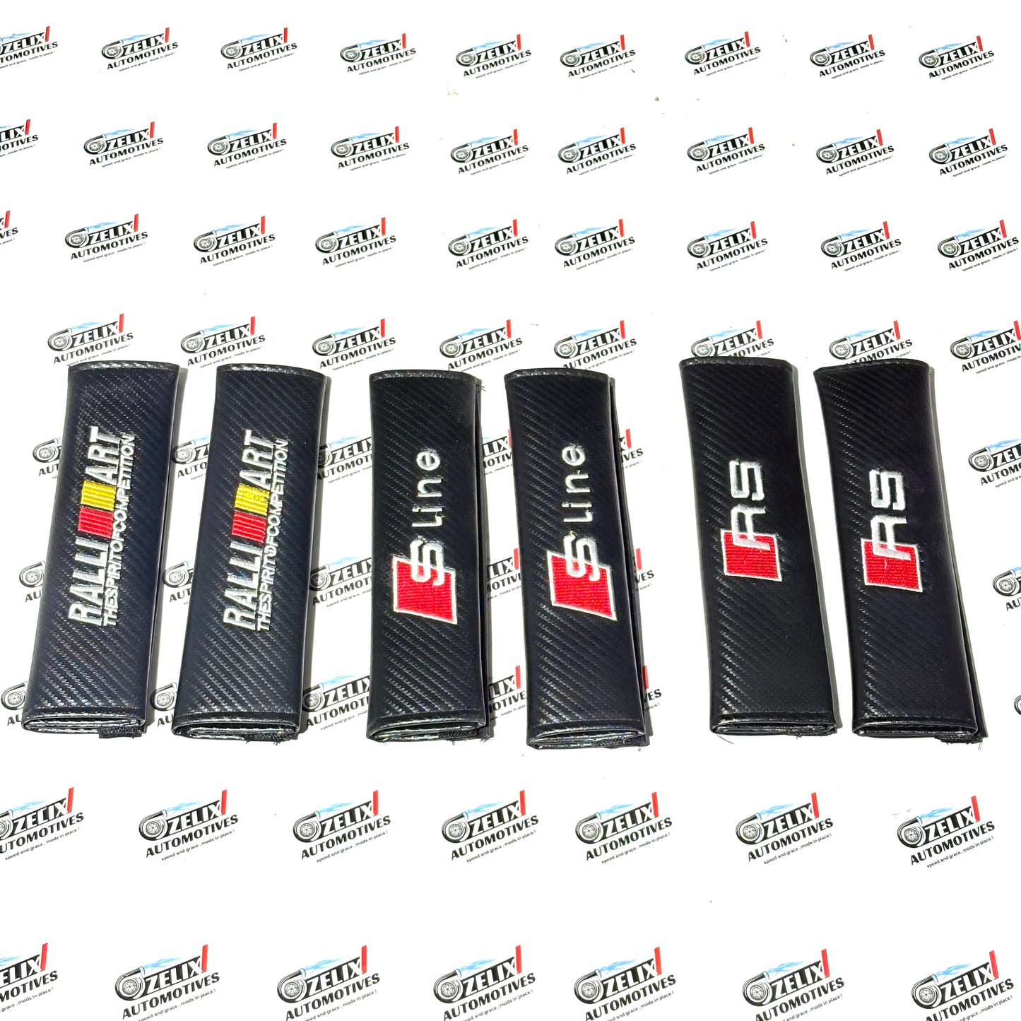 Carbon Fiber Finish Shoulder Pads | Universal Aftermarket Seat Belt Cushion (Pair)