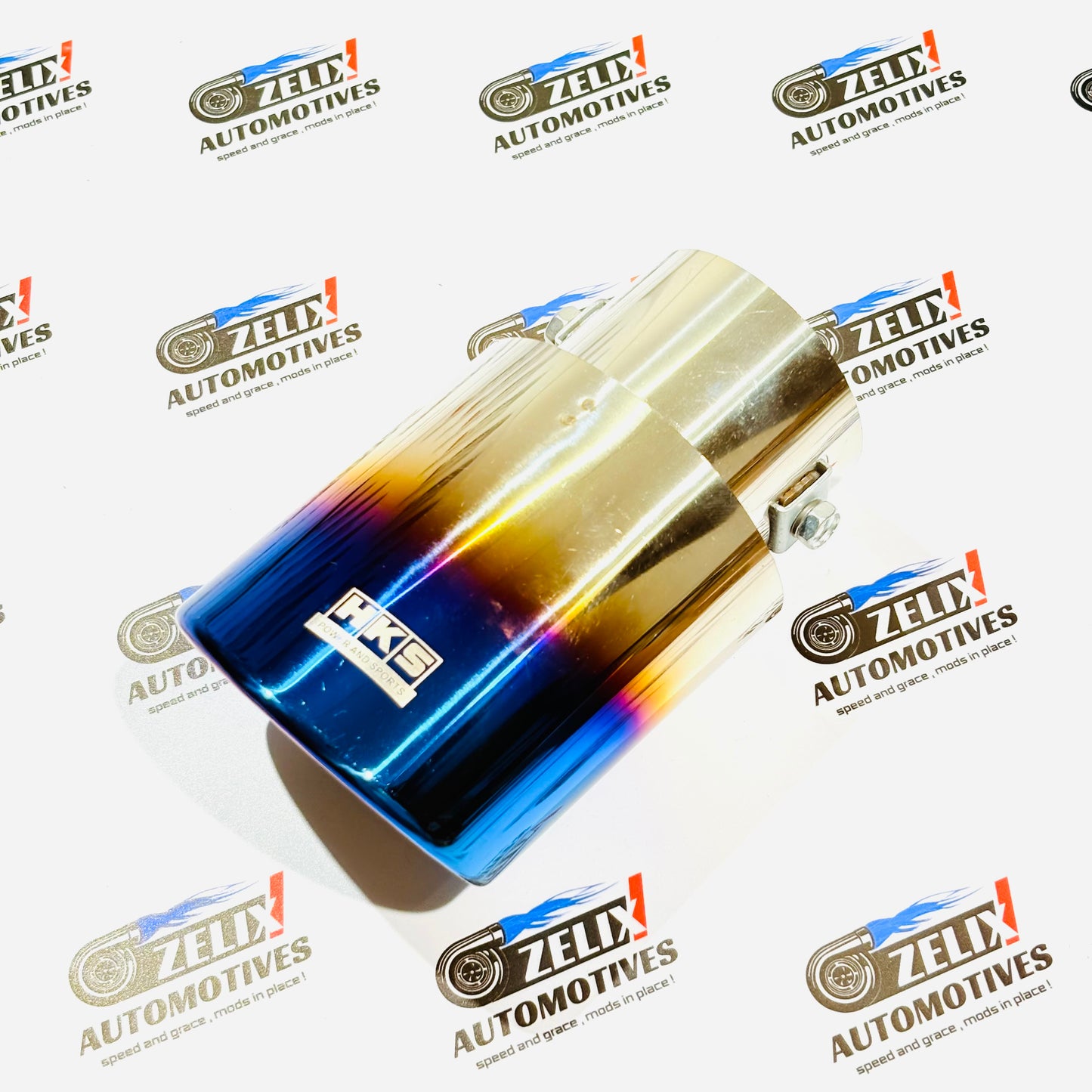 HKS  Single Exhaust Tip |  Enhances Sporty  Look Universal Fit Colours Options (Burnt,Neo-Crome,Rainbow)