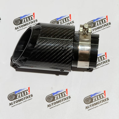 Porsche Style Single Exhaust Tip | Premium Glossy Carbon Finish
