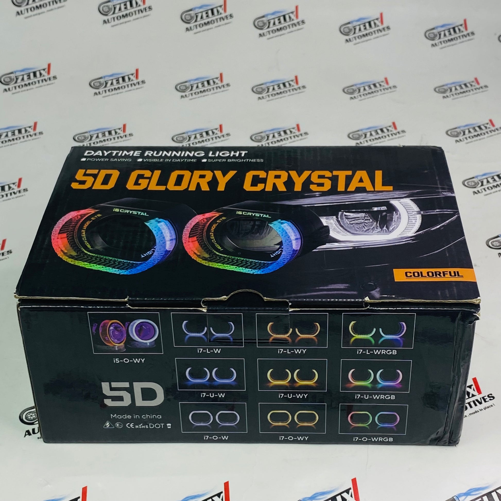 5D Glory Crystal DRL light with multi-color angel eye design front view
