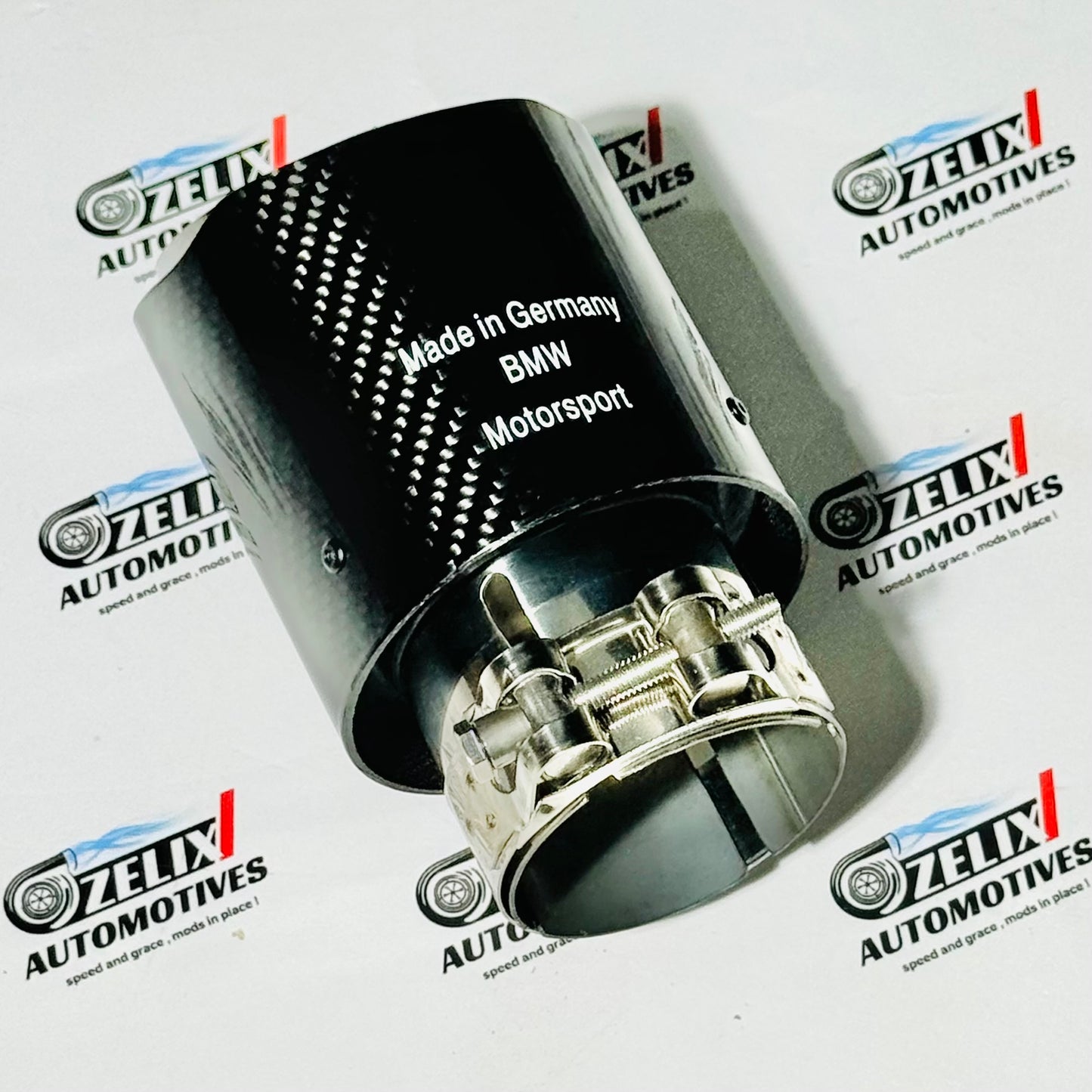 M-Style Carbon Fiber Exhaust Tip | Universal Glossy Performance Stainless Steel Tip