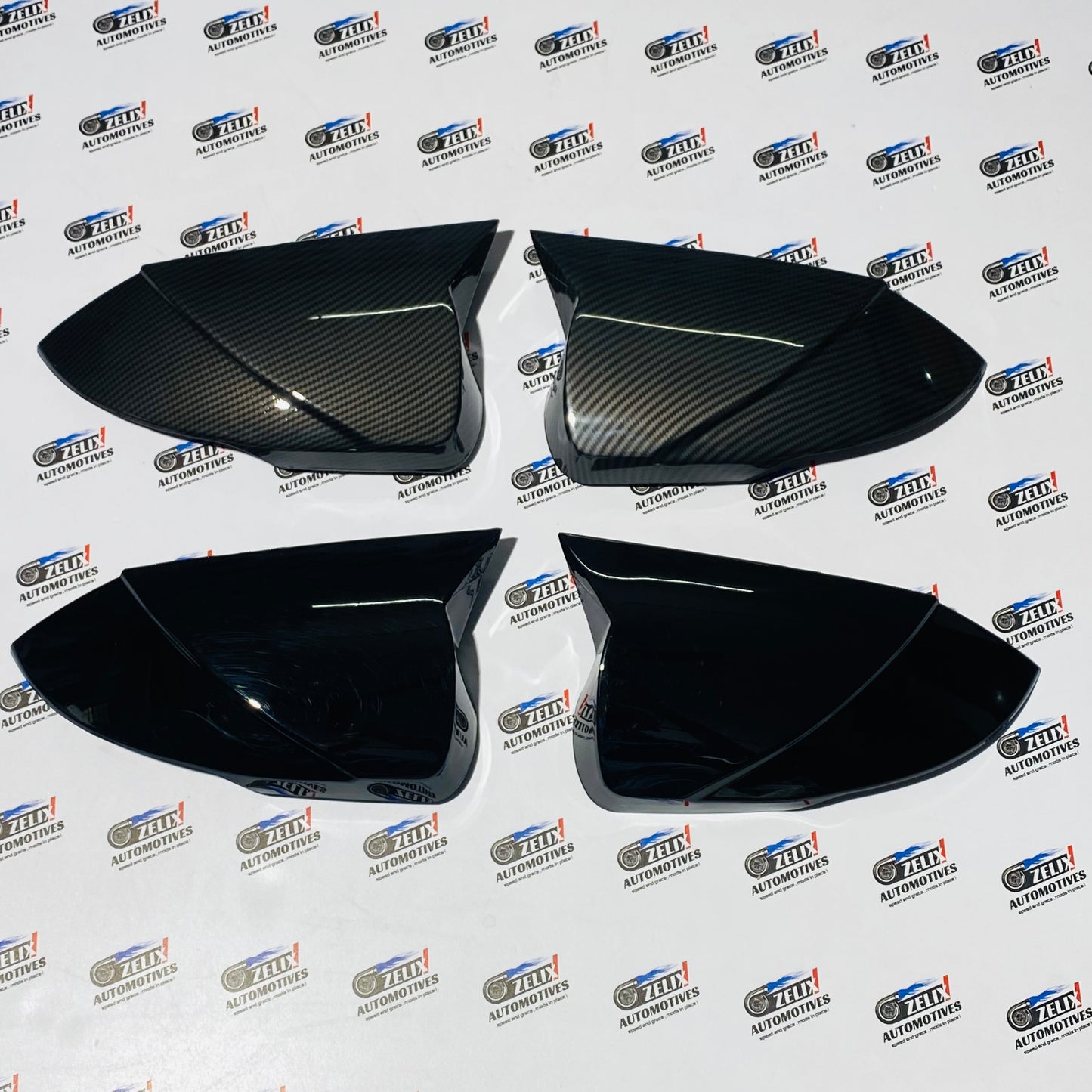 Hyundai Verna  Batman-Style Mirror Covers | Premium Glossy Black/Carbon Finish | 2023+