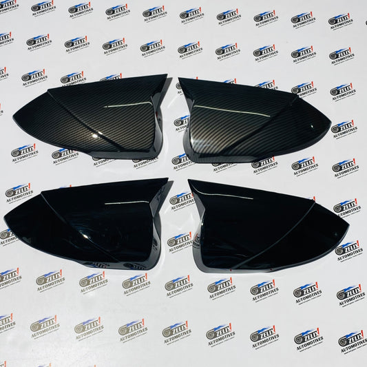 Hyundai Verna  Batman-Style Mirror Covers | Premium Glossy Black/Carbon Finish | 2023+