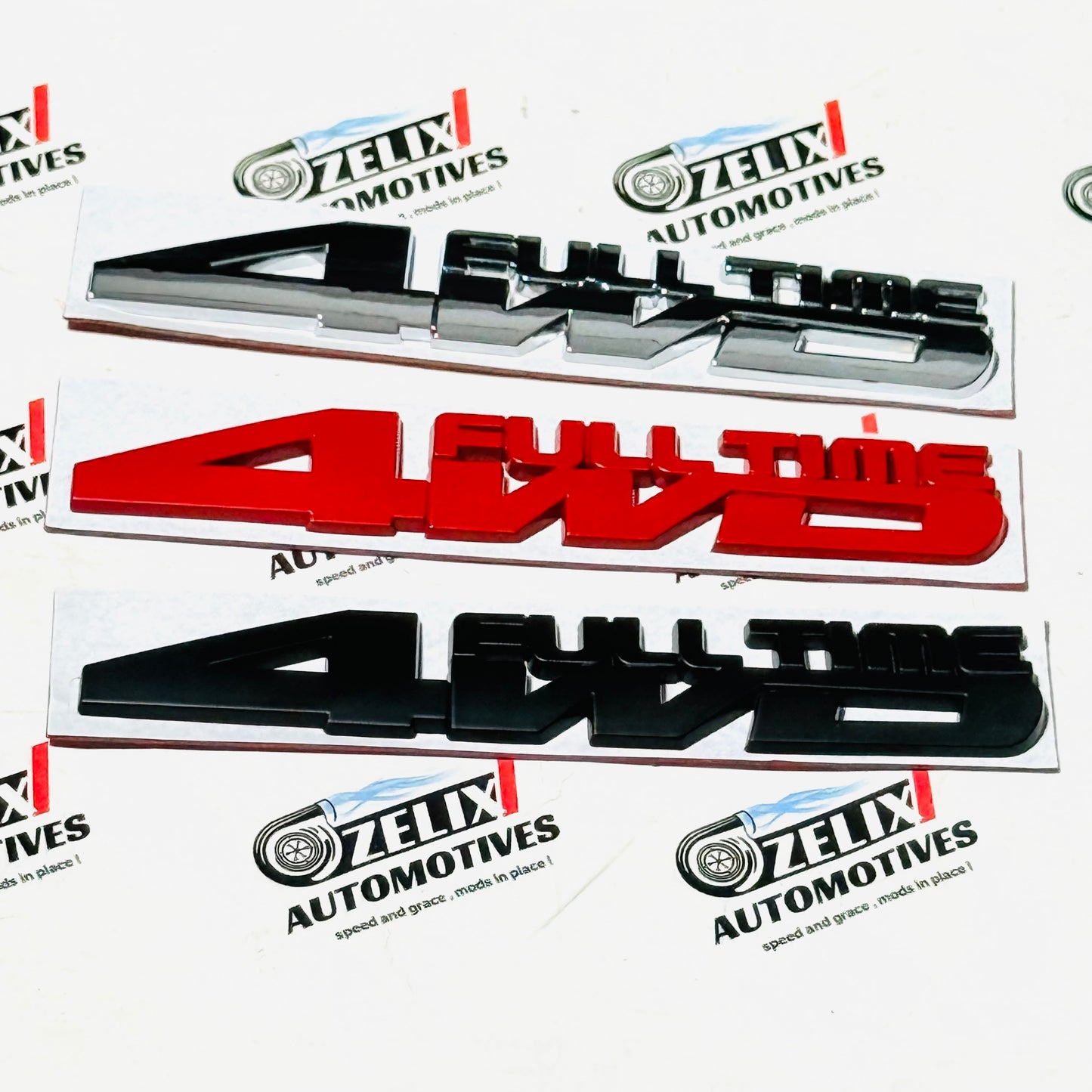 FULL TIME 4WD 3D Metal Sticker | Universal Aftermarket Car Emblem Badge