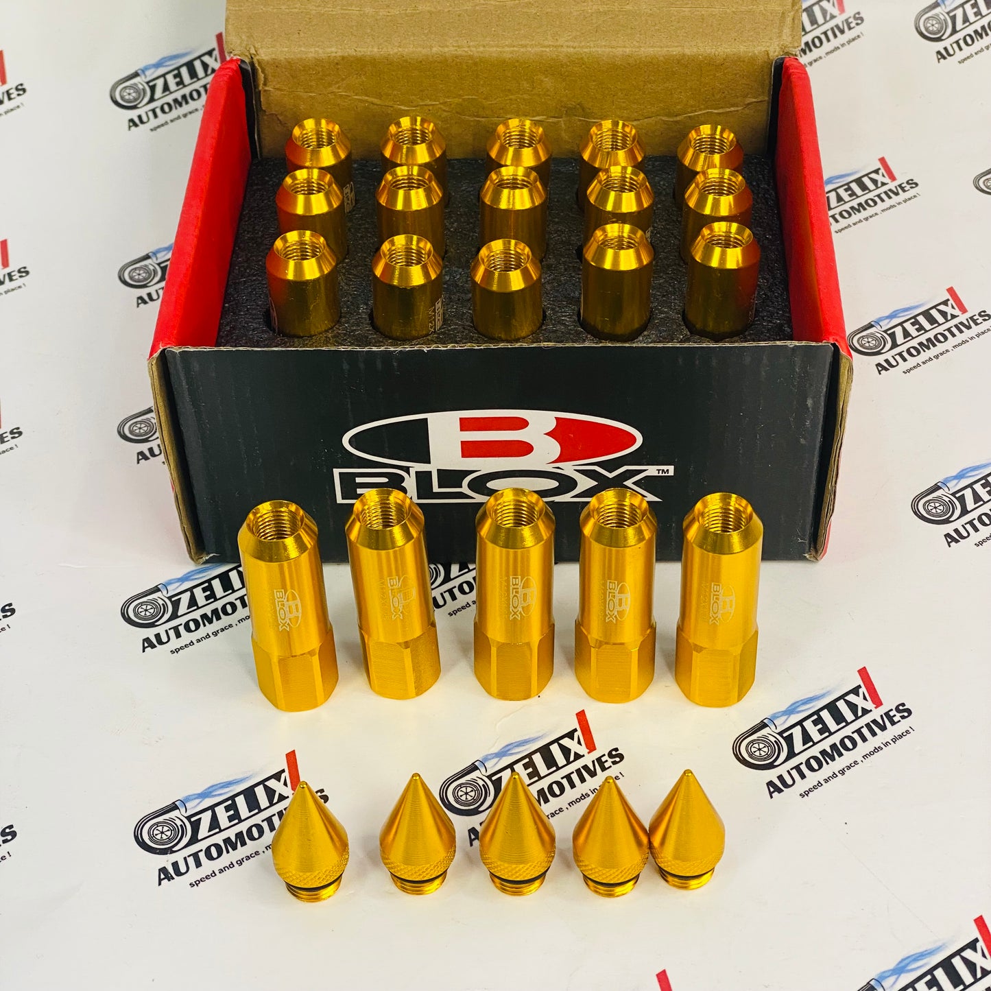 Golden Blox Extended Aluminum Racing Wheel Lug Nuts Universal fit .