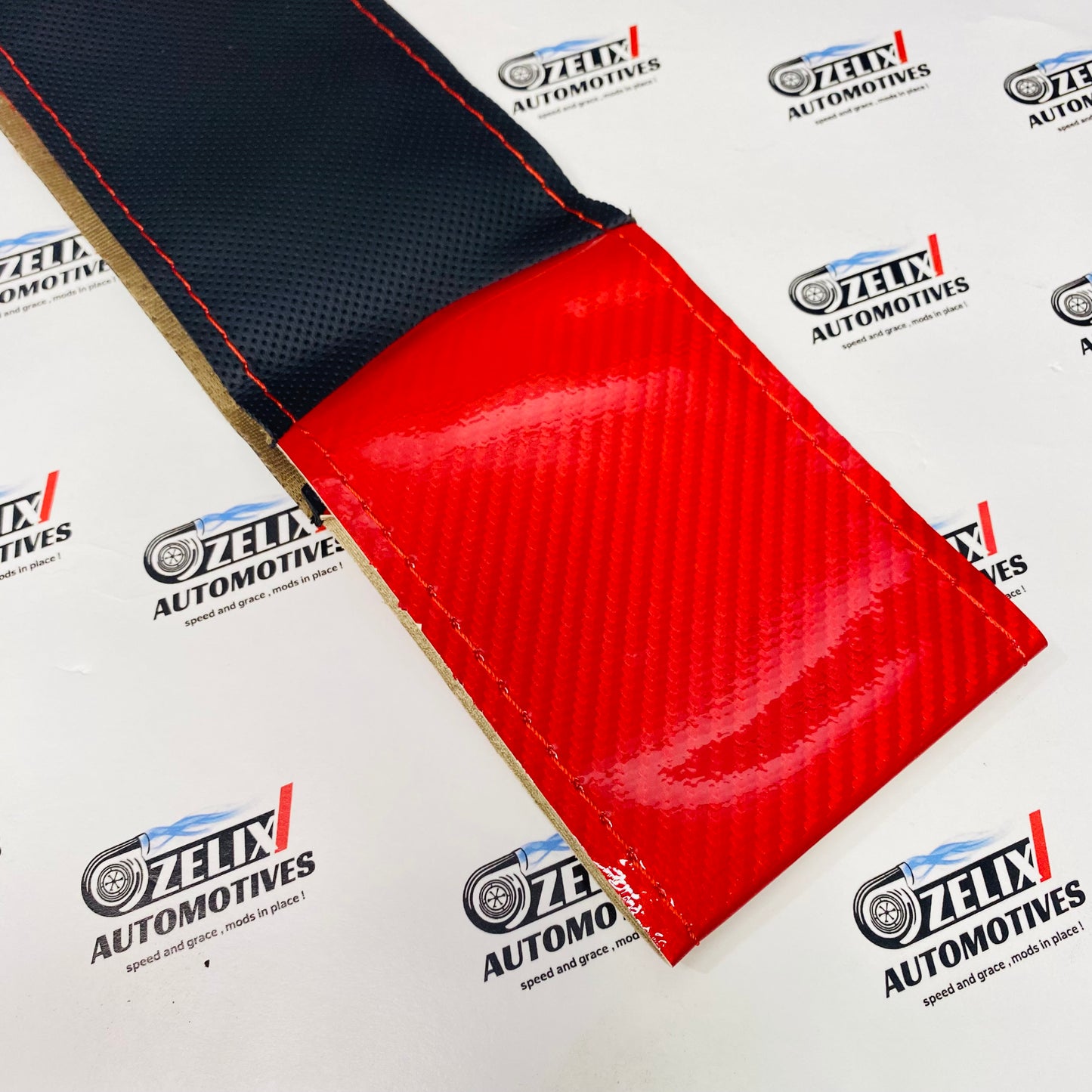 Faux Leather Anti-Slip Steering Cover | Universal Fit Black With Red Stitching