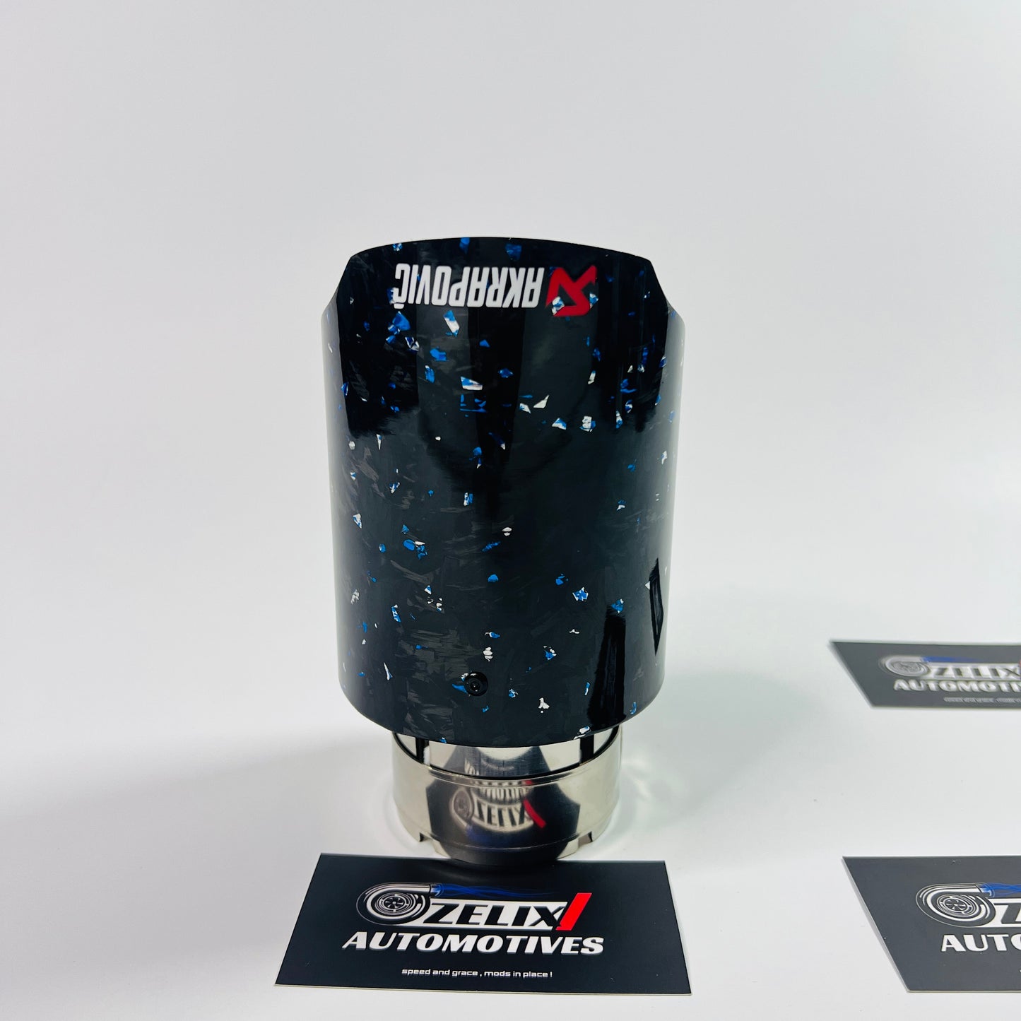 Akrapovic Exhaust Tip | Blue Forged Carbon Single Tip