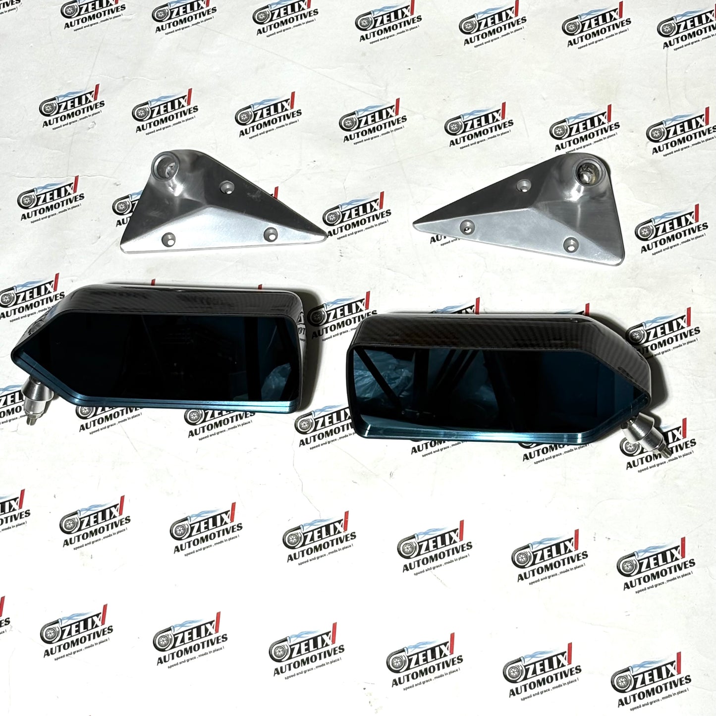 F1-Style  Side Mirrors Carbon Fiber Finish | Premium Design Set of-2 | Universal Fit