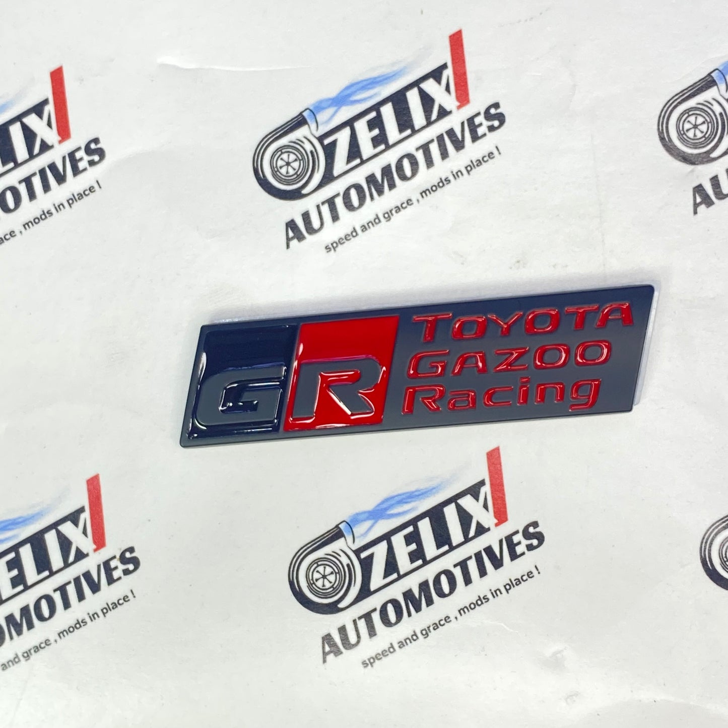 GR Steering Metal Sticker (Long) | Universal Car Emblem Badge