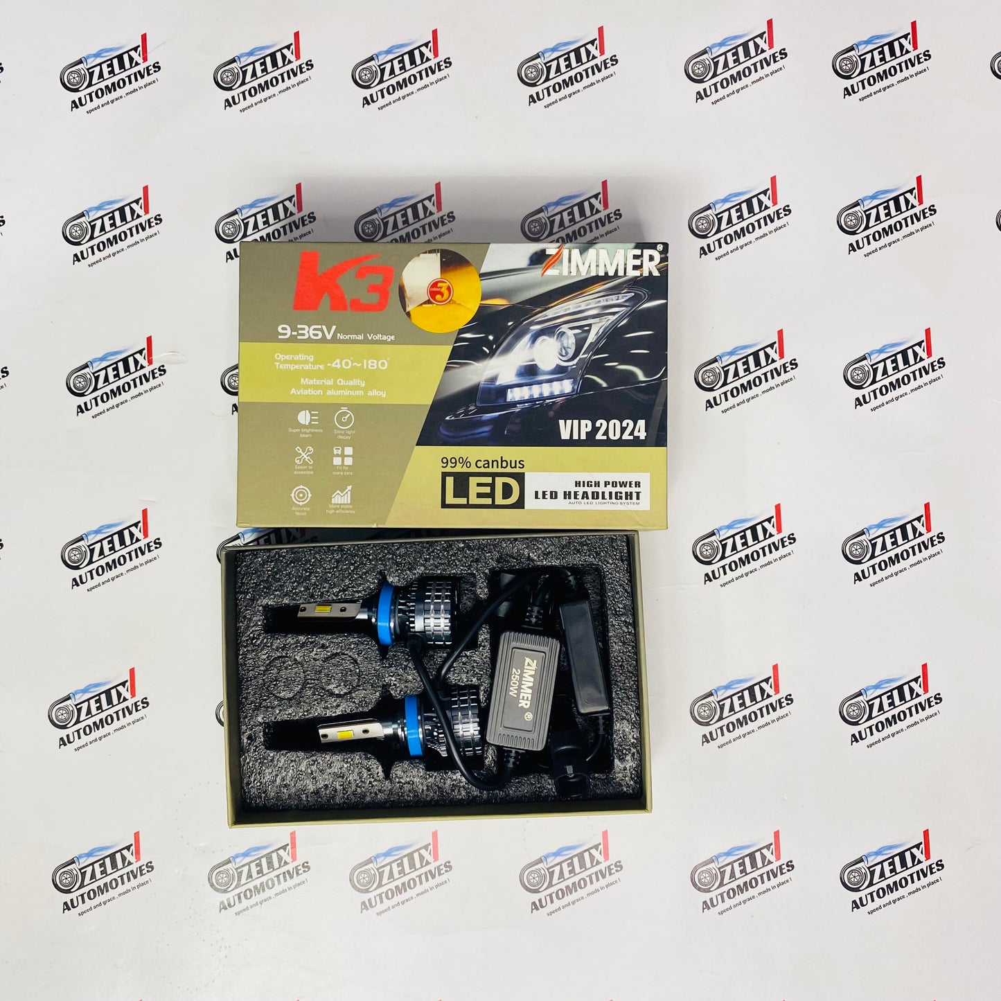 Zimmer K3 VIP 2024 LED Headlight( 250W) | Universal Aftermarket High Power LED Bulb