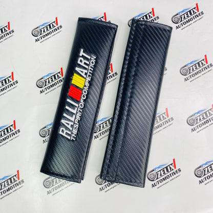 Carbon Fiber Finish Shoulder Pads | Universal Aftermarket Seat Belt Cushion (Pair)