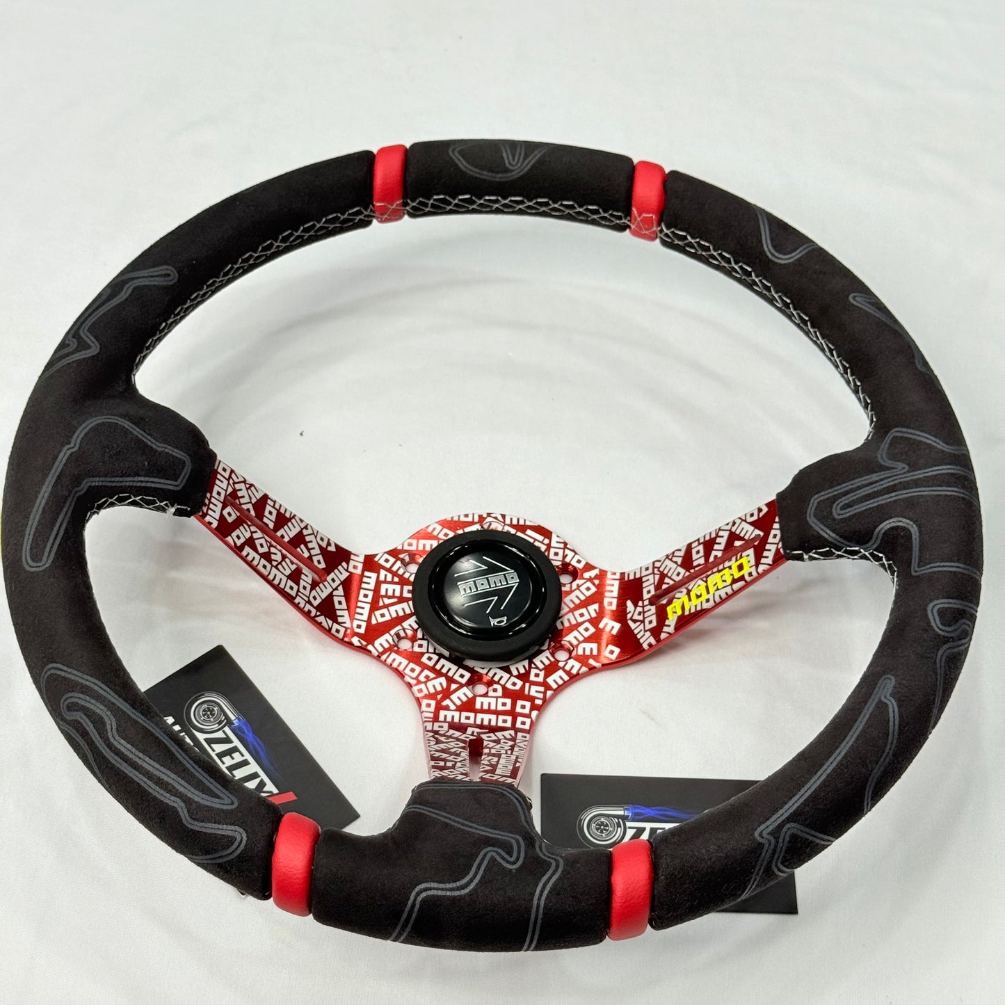 MOMO 14-Inch Alcantara Universal Steering Wheel.