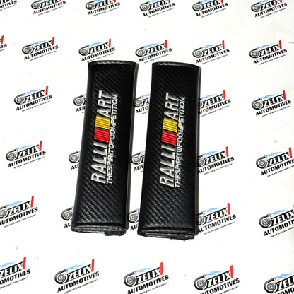 Carbon Fiber Finish Shoulder Pads | Universal Aftermarket Seat Belt Cushion (Pair)