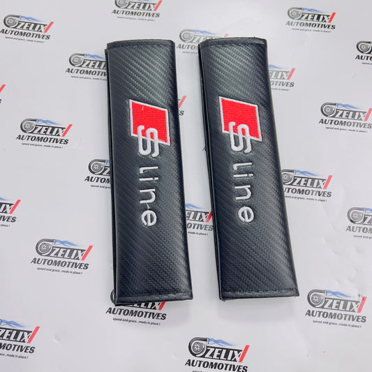 S Line Carbon Shoulder Pads | Universal Aftermarket Seat Belt Cushion (Pair).