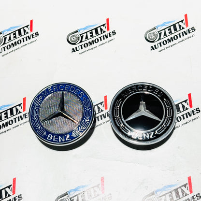 Mercedes-Benz Hood Emblem | Aftermarket  (Blue & Black) Bonnet Logo Badge