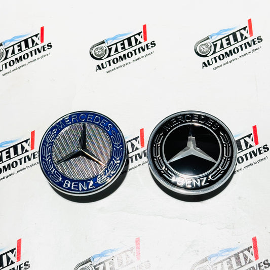 Mercedes-Benz Hood Emblem | Aftermarket  (Blue & Black) Bonnet Logo Badge