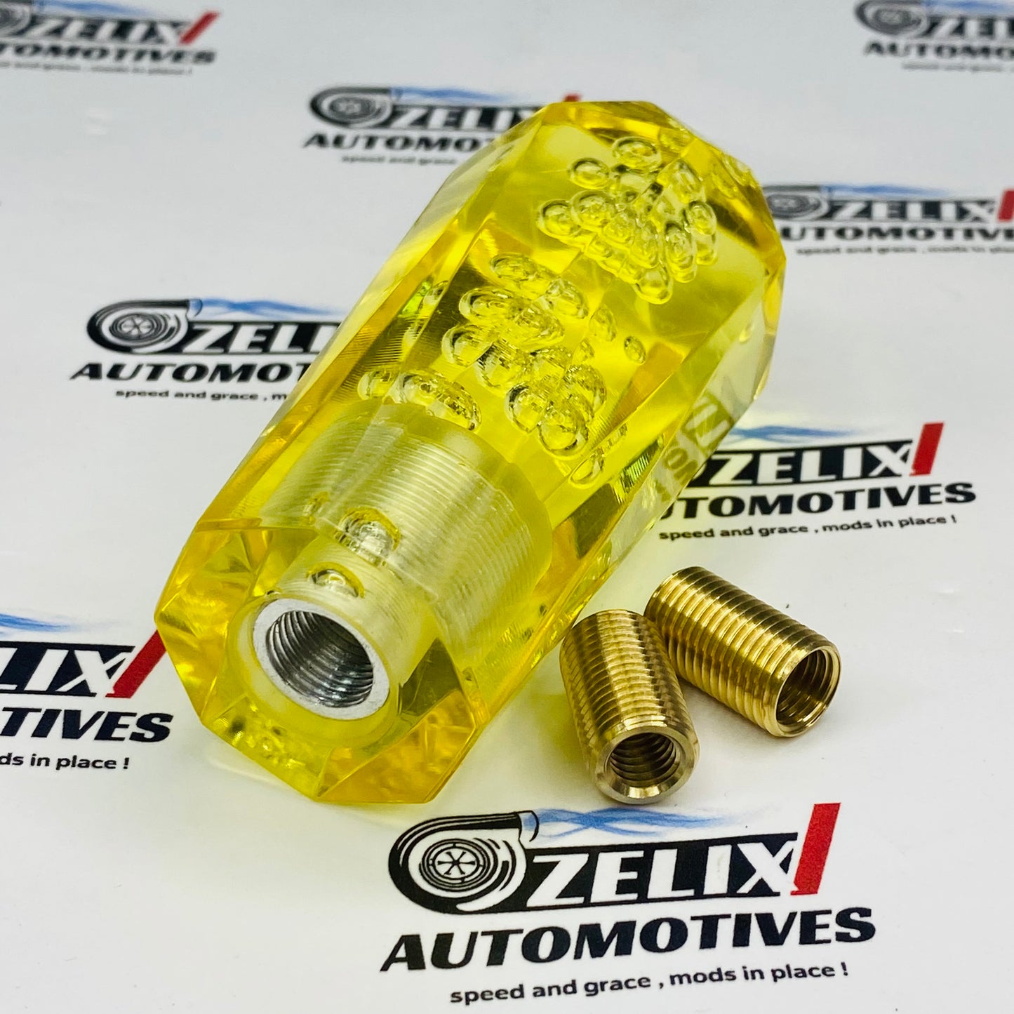 Universal Yellow Bubble Crystal Cut Gear Knob  Comfortable Grip for Smooth Shifting