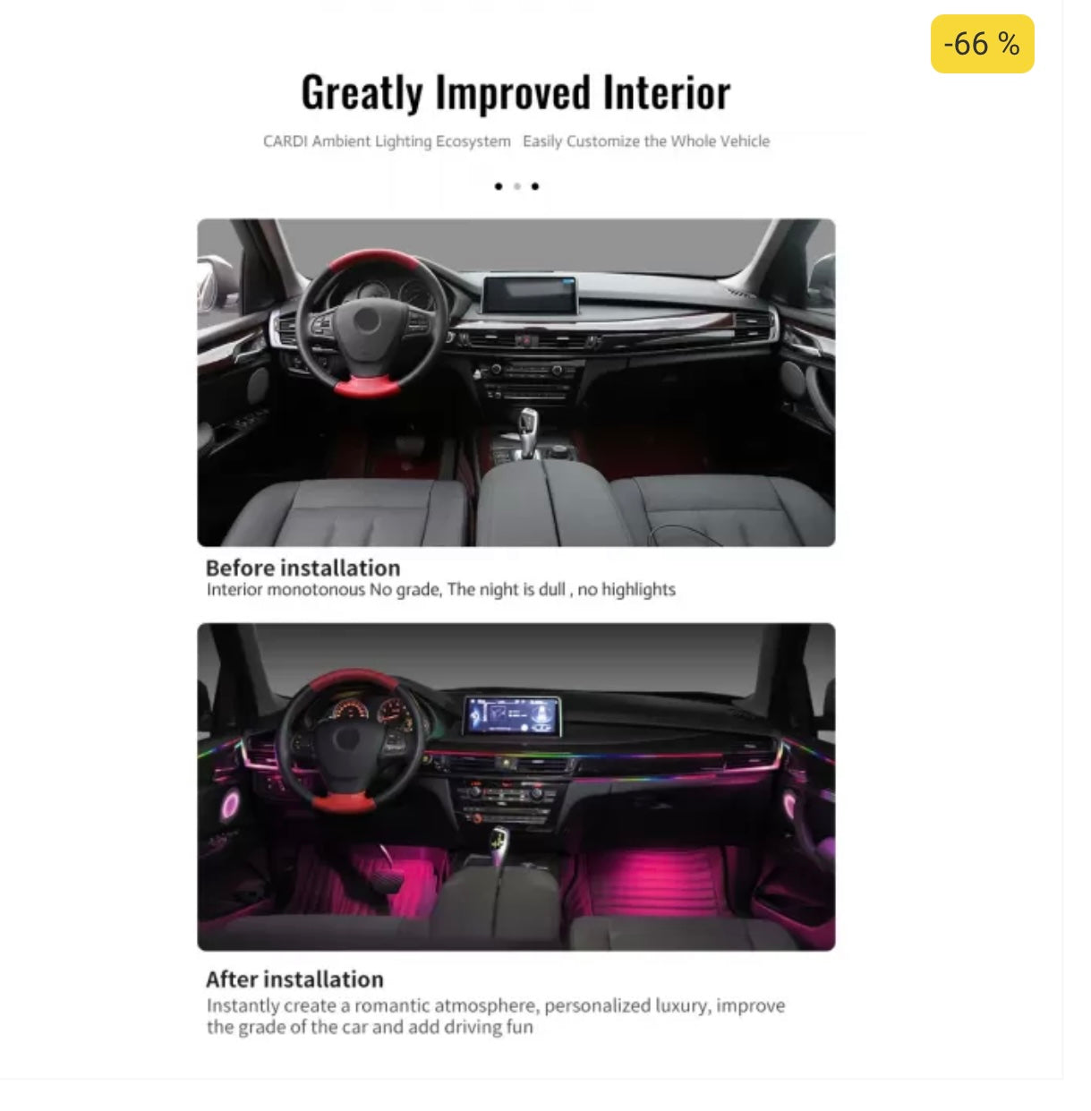 CARDI K4 Active Ultra Ambient RGB LED Interior Lights - 14 Pieces