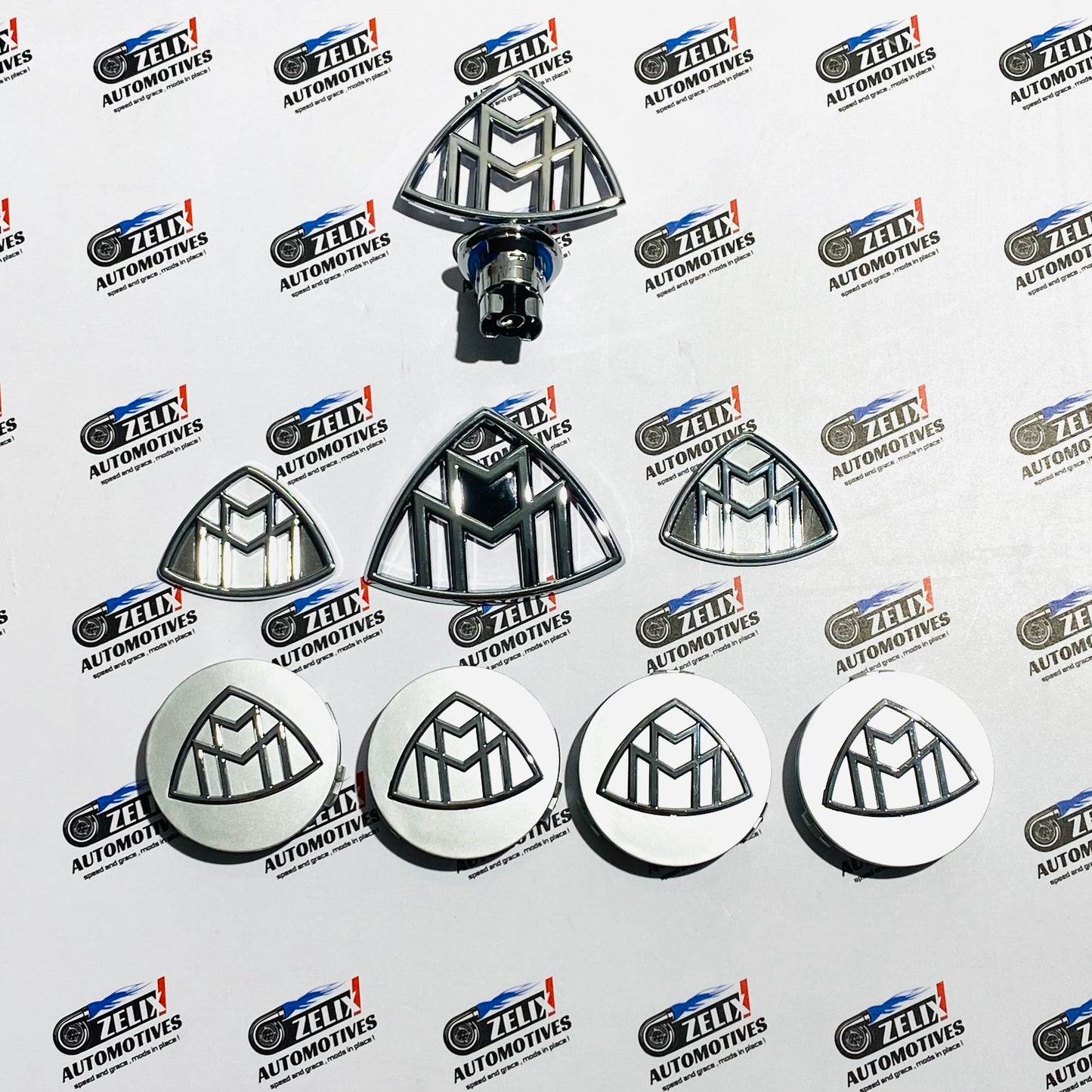 Mercedes-Maybach Complete Emblem Kit | Wheel Caps, Hood Logo & Fender Badges