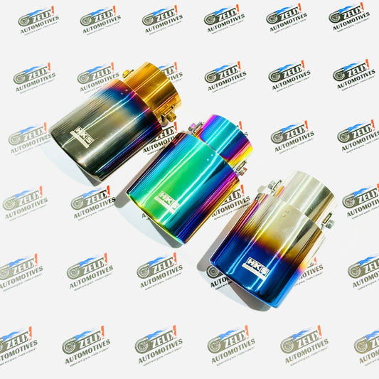 HKS  Single Exhaust Tip |  Enhances Sporty  Look Universal Fit Colours Options (Burnt,Neo-Crome,Rainbow)