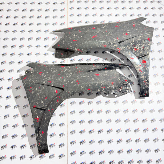 VW Polo Red Forged Carbon Fibre Fender | Premium red forged pattern finish