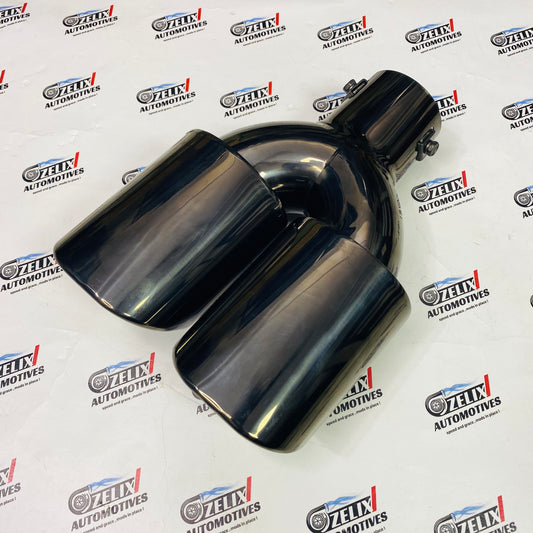 HKS Universal dual exhaust tip in glossy black finish 