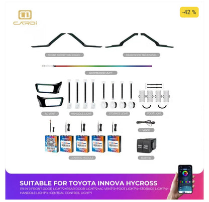 CARDI K4 OEM Ambient Lights For Toyota Innova Hycross 2023 Onwards - 17 Pieces