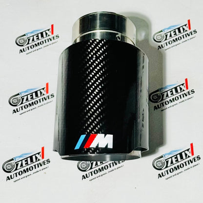 M-Style Carbon Fiber Exhaust Tip | Universal Glossy Performance Stainless Steel Tip