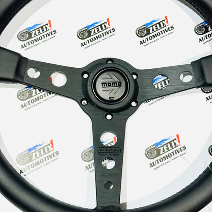 MOMO PROTOTIPO-Black Edition Flat Steering Wheel | Aftermarket JDM-style (Leather/Alcantara Finish)