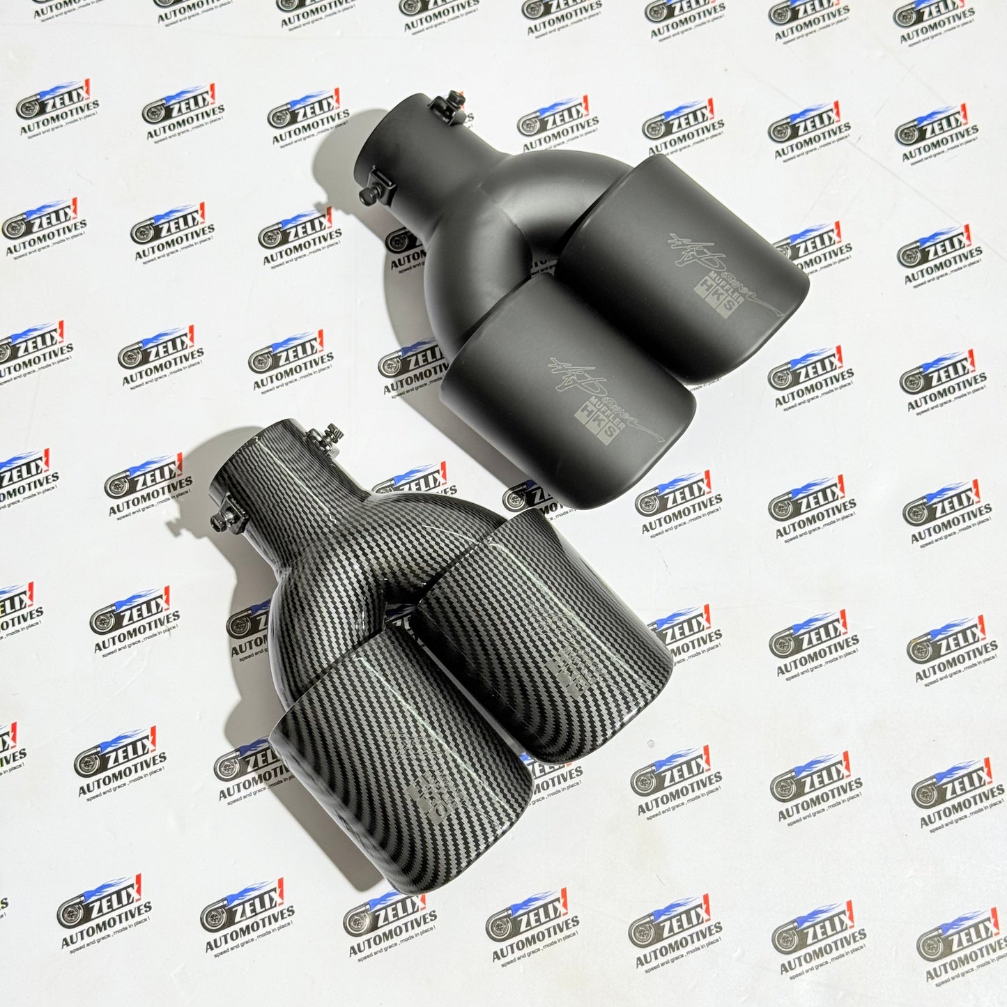 HKS Limited Edition Dual Exhaust Tip | Matte Black & Carbon Finish