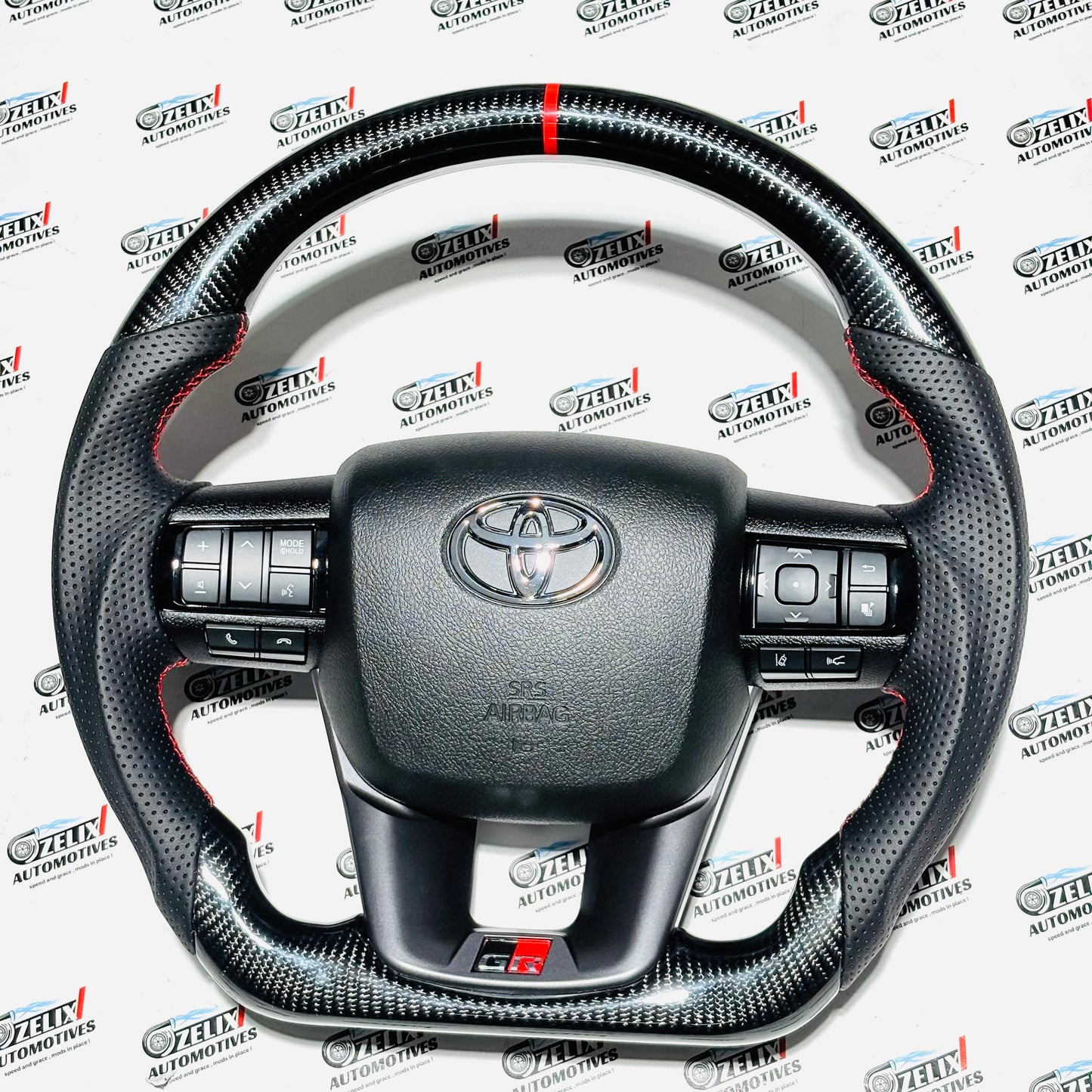 Toyota Fortuner Steering Wheel  GR Sport Style | Aftermarket Carbon Fiber Finish