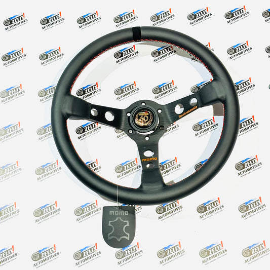 MOMO 60th Anniversary Edition Steering Wheel | Premium Black Leather Finish