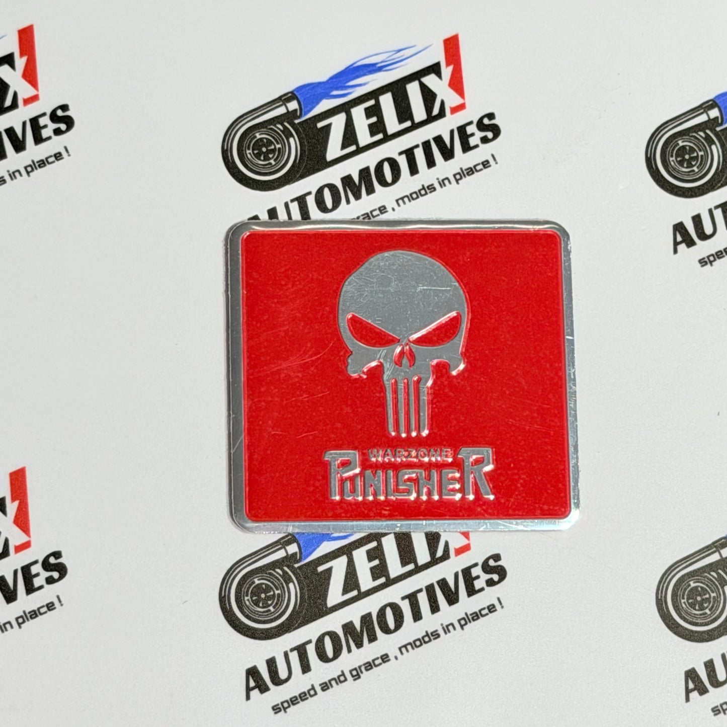 Warzone Punisher Car Exterior Stickers | Premium Metal Finish Black/Red Color Options