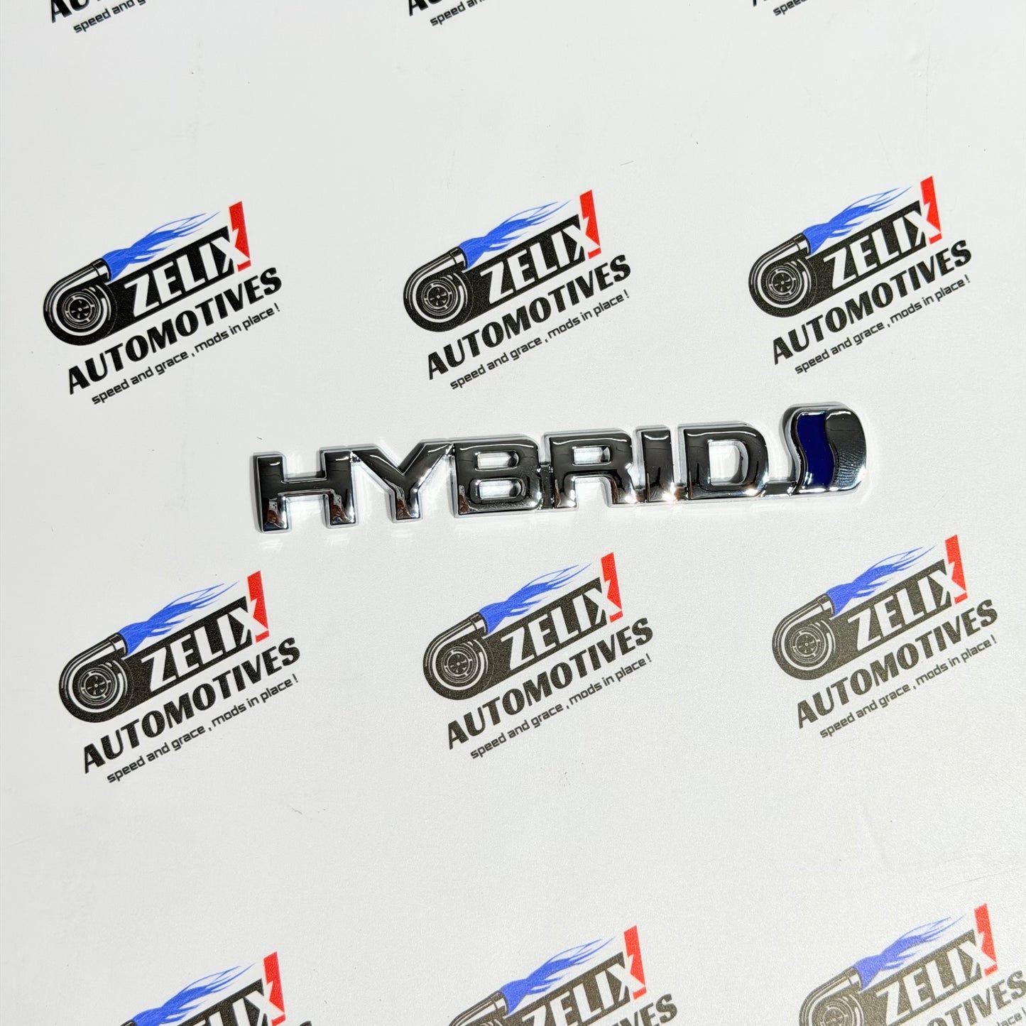 HYBRID Emblem Sticker | Premium Aluminium Built in Multi-Colour Options