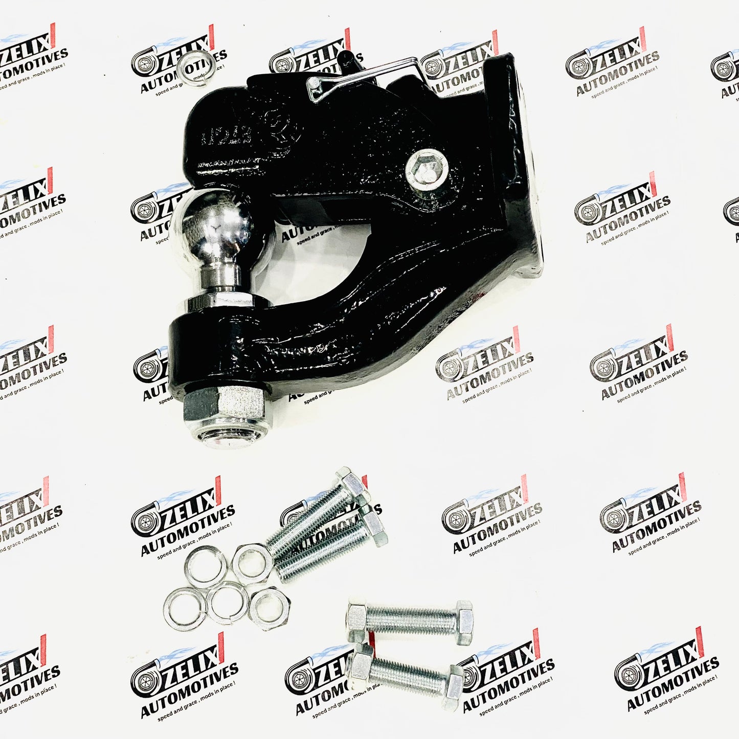 Aftermarket tow hook and hitch ball
