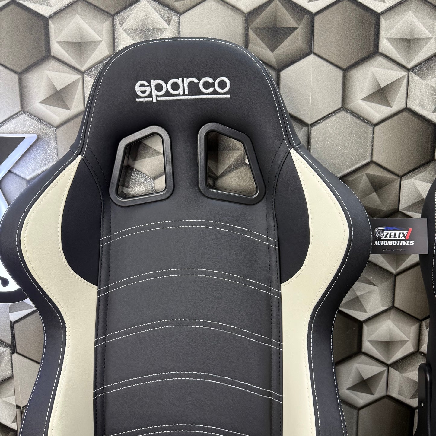 Sparco Racing-Style Bucket Seats | Universal Pair Set (Black & White)
