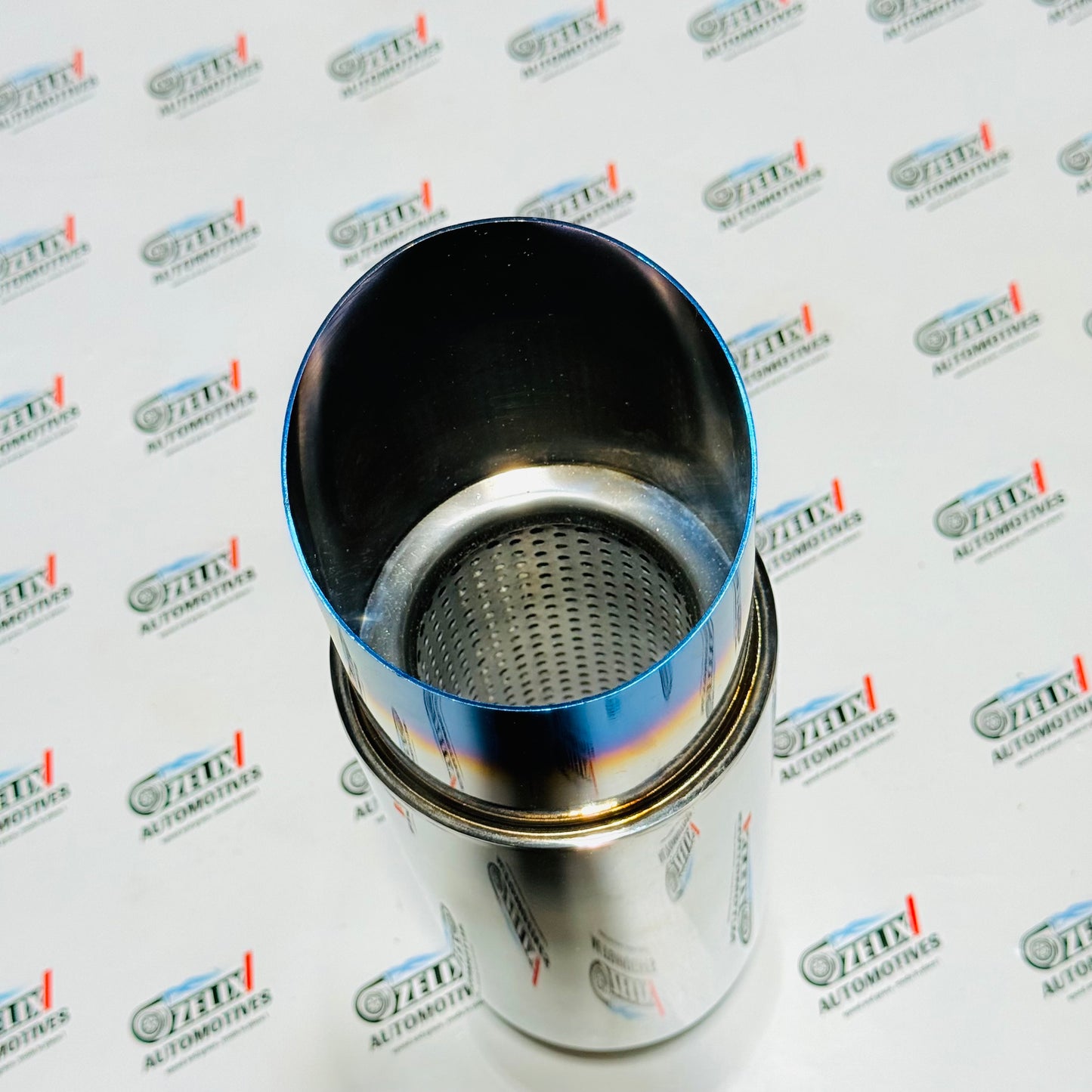 HKS Single Tip Exhaust Muffler | Premium Stainless Steel with Burnt Blue Finish