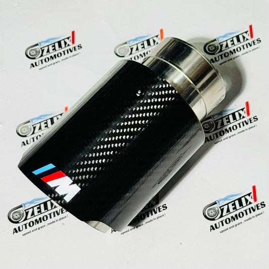 M-Style Carbon Fiber Exhaust Tip | Universal Glossy Performance Stainless Steel Tip