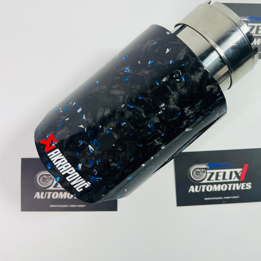 Akrapovic Exhaust Tip | Blue Forged Carbon Single Tip