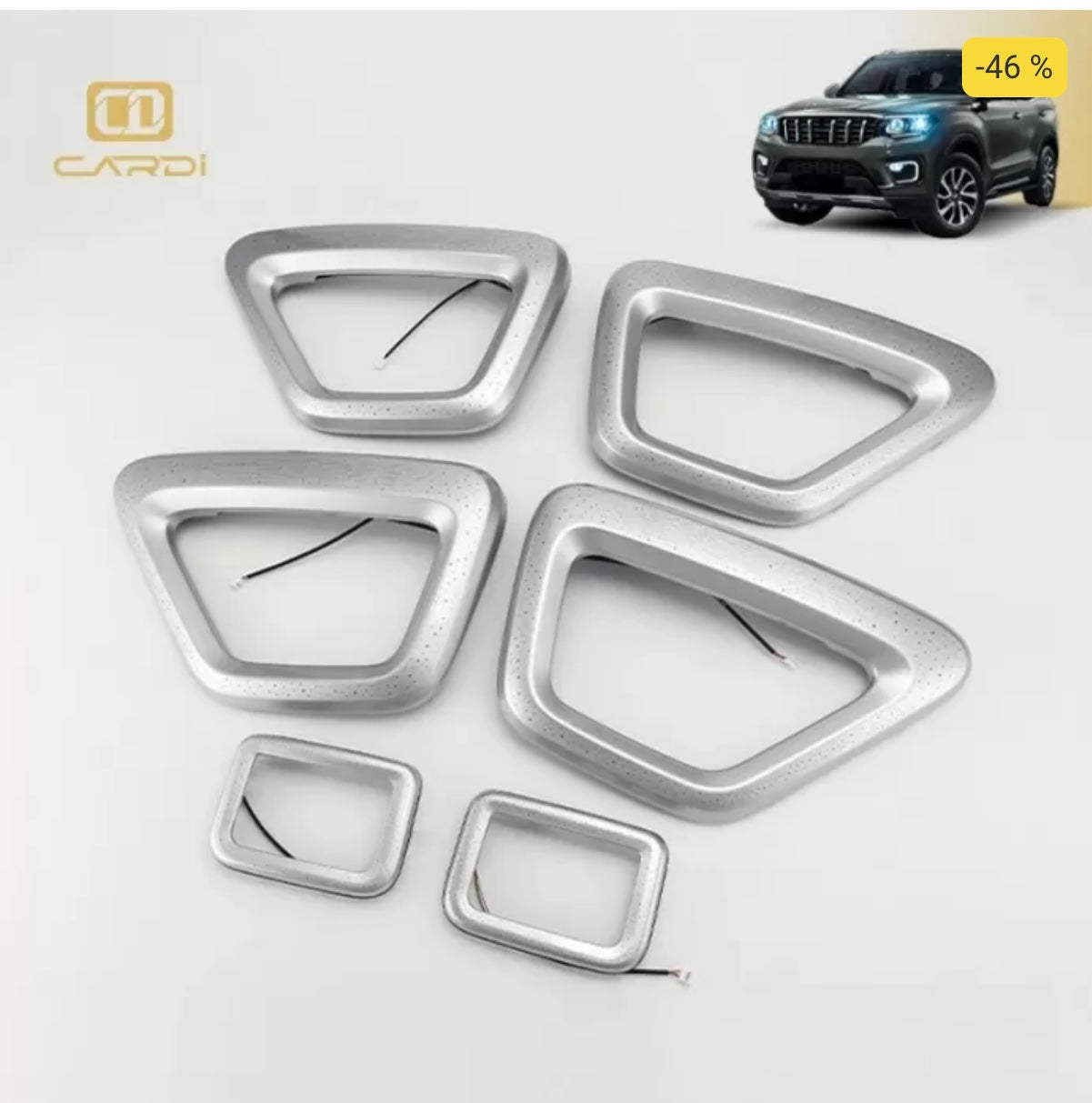 CARDI K4 OEM Ambient Lights With Silver Panel For Mahindra Scorpio N 2022 Onwards- 18 Pieces