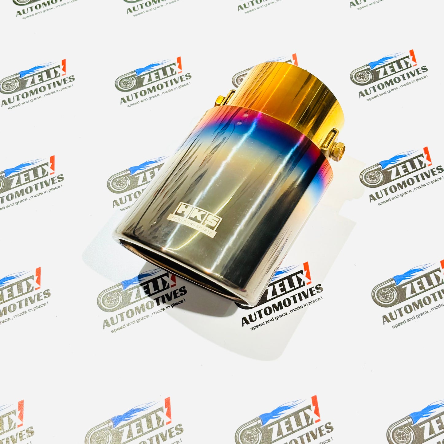 HKS  Single Exhaust Tip |  Enhances Sporty  Look Universal Fit Colours Options (Burnt,Neo-Crome,Rainbow)