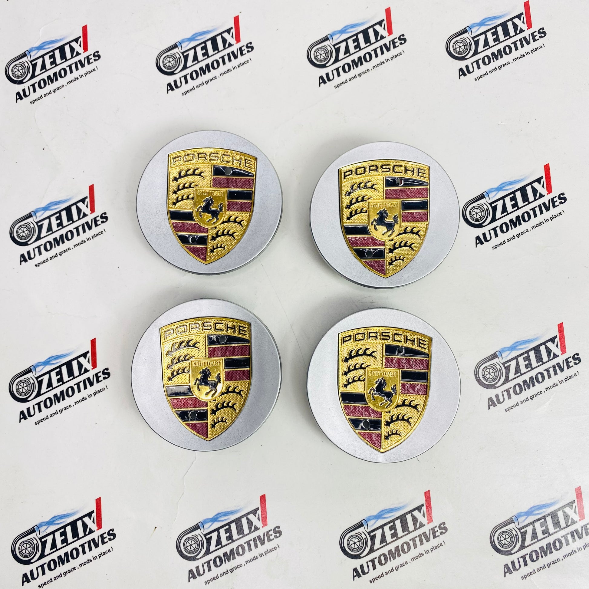 Premium Porsche wheel center caps set of 4 