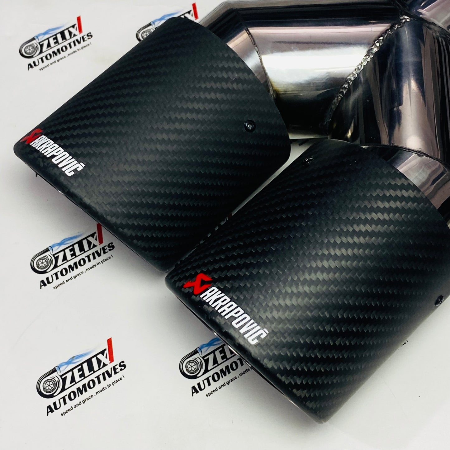 Akrapovic Style Dual Exhaust Tip –|Glossy Carbon Fiber Finish (Universal Fit) (74-79mm)