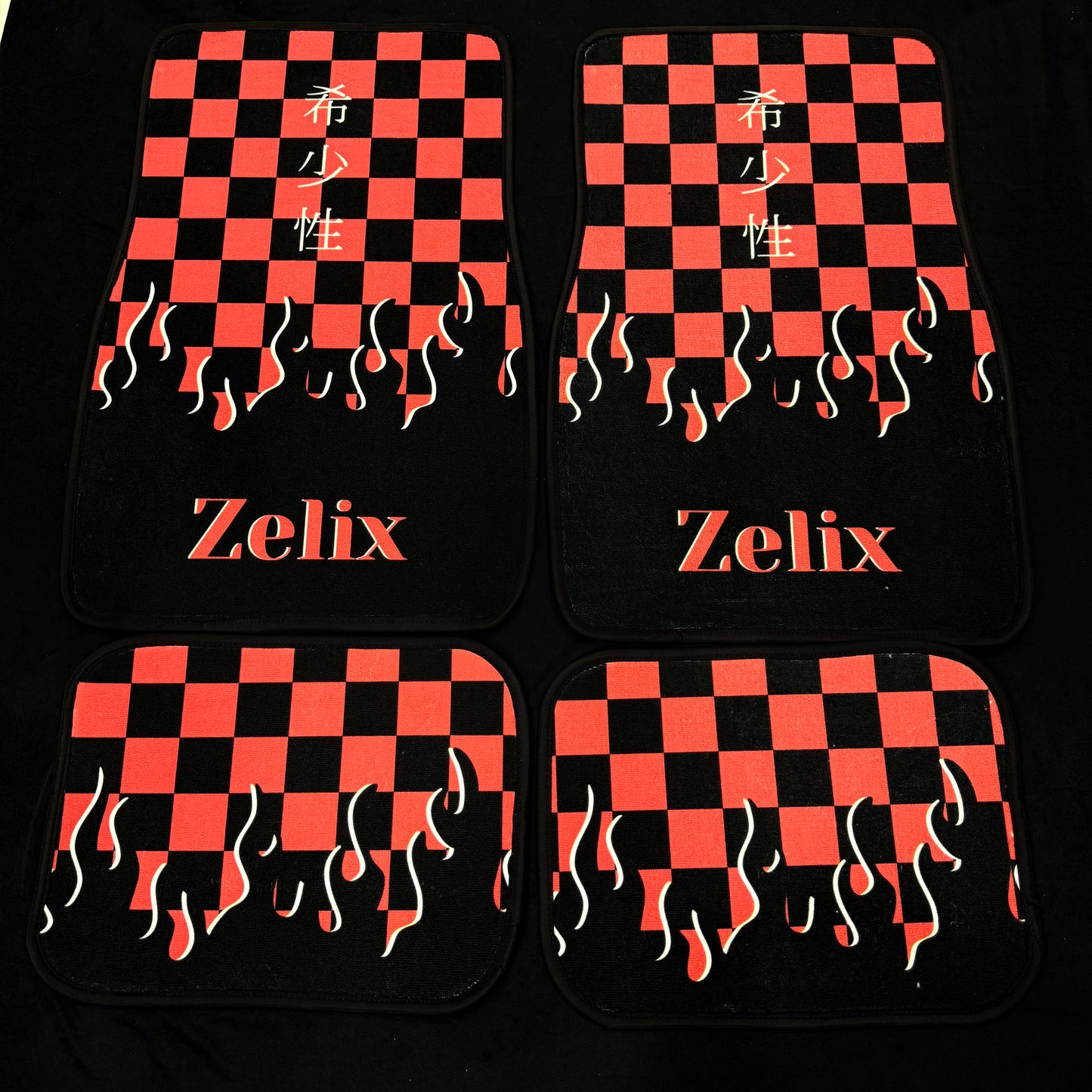 Red JDM Checkered Car Mats | Universal